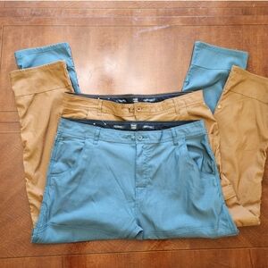 2 PrAna Men’s Stretch Zion‎ Pants Cargo 40x32 Blue Gray & Sepia Outdoor Hiking